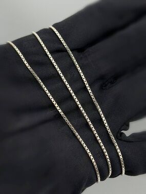 Italy 925 Sterling Silver Solid Box Link Chain Necklace 20” 1mm